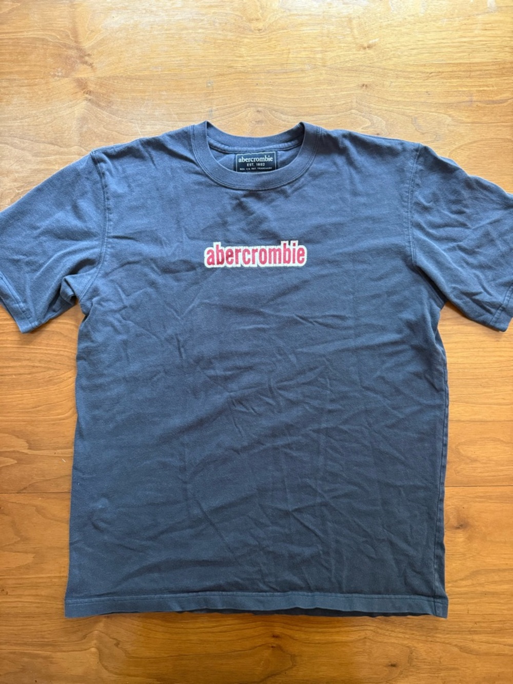 Abercrombie & Fitch Navy Short Sleeve Tee with Red Logo